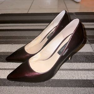 White House Black Market Maroon Lacquered Pointed Toe Heels